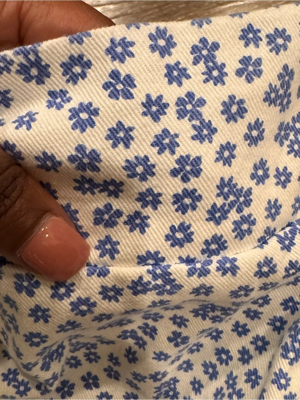 Maeve White Skirt with Blue Floral Print